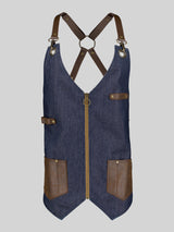 Gilet barbershop Denim e pelle Kurume