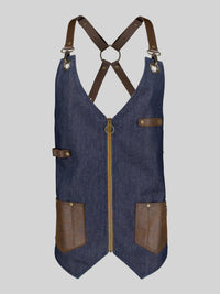 Gilet barbershop Denim e pelle Kurume