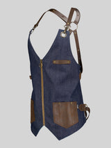 Gilet barbershop Denim e pelle Kurume