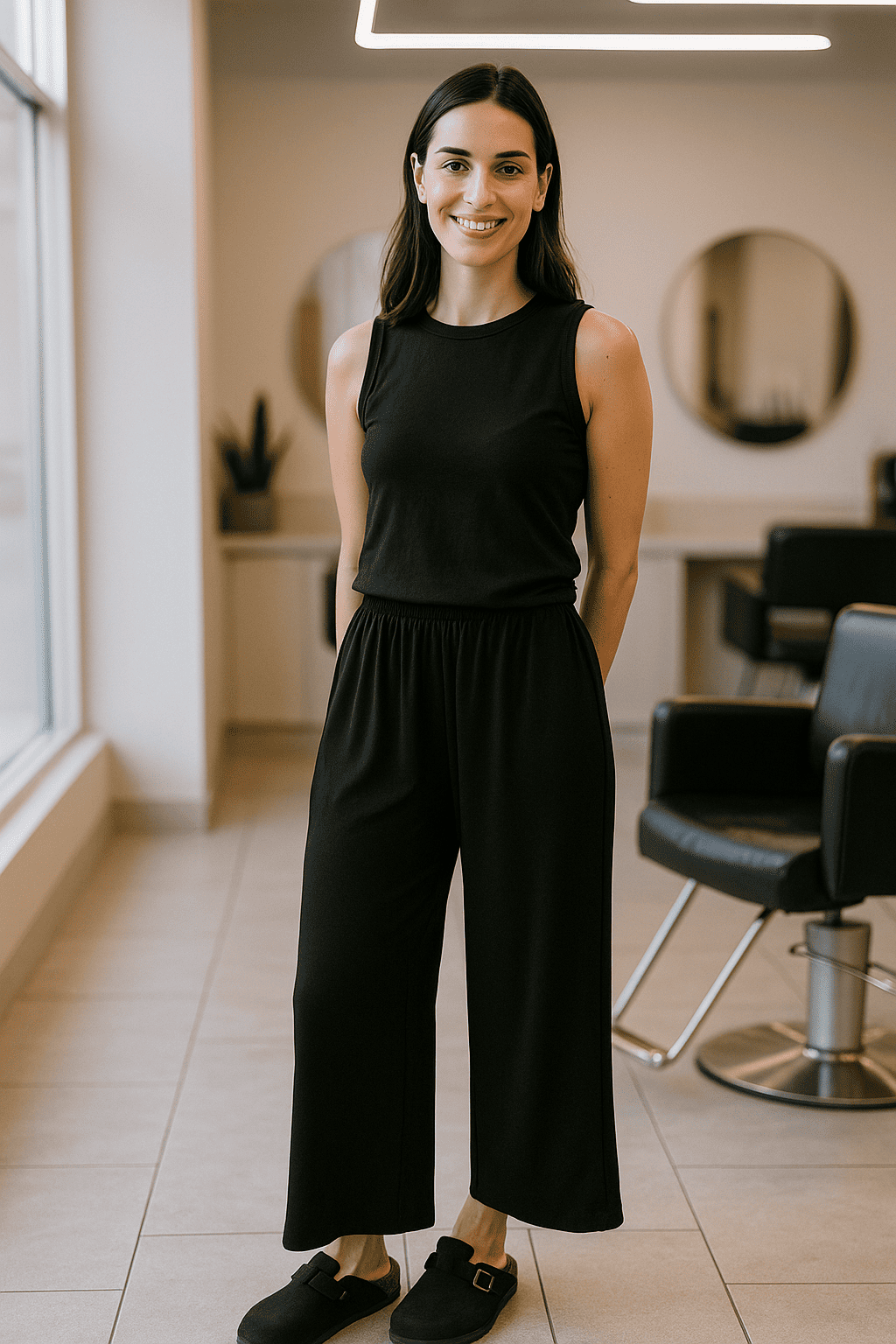 Pantaloni donna fluid antideco in crepe Oriental
